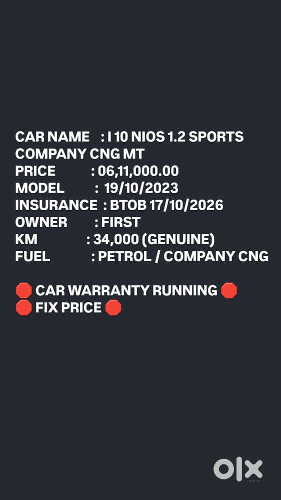 Hyundai Grand I10 Nios Sportz 1.2 Kappa Cng, 2023, Cng & Hybrids