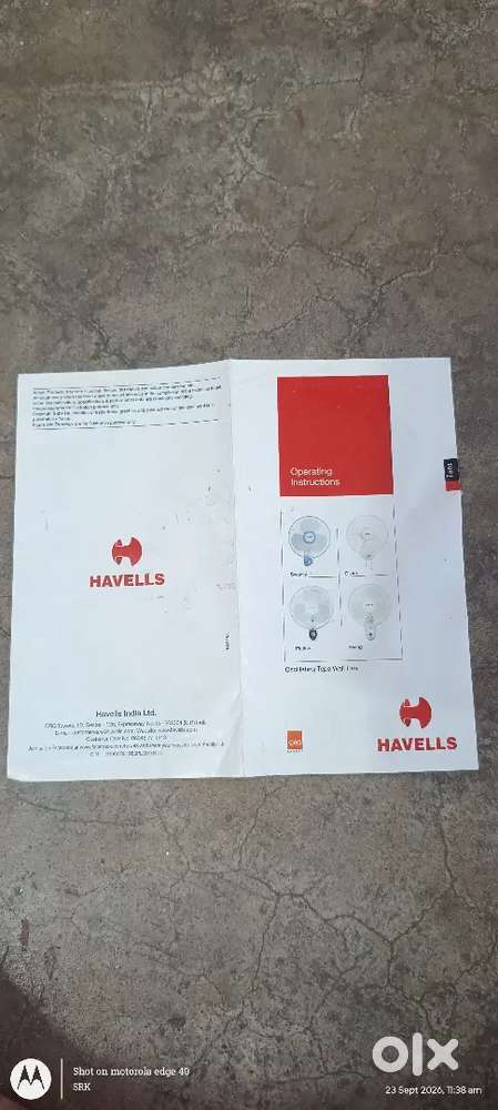 Original Havells wall fan