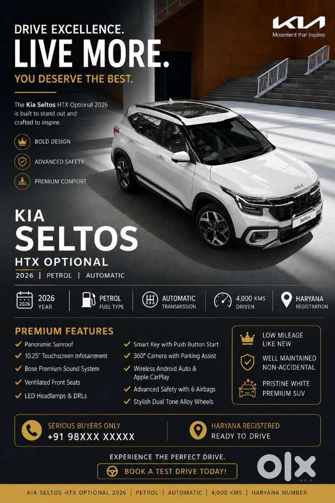 Kia Seltos 1.5 Htx+ Petrol At, 2026, Petrol
