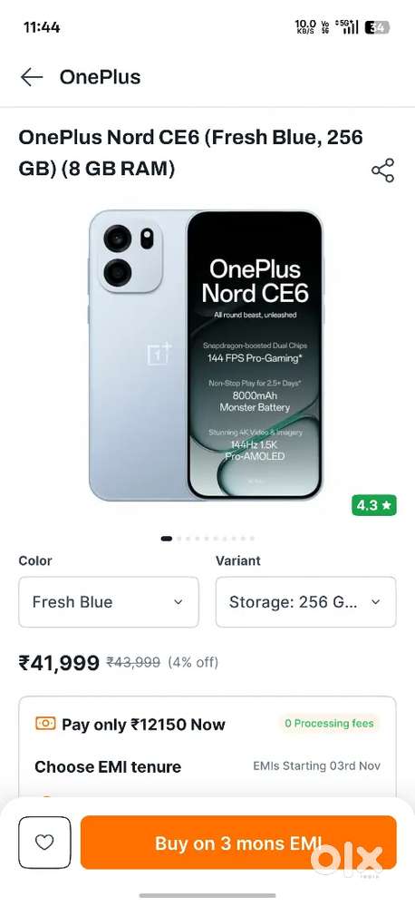 OnePlus nord CE 6 8+8 256 gb