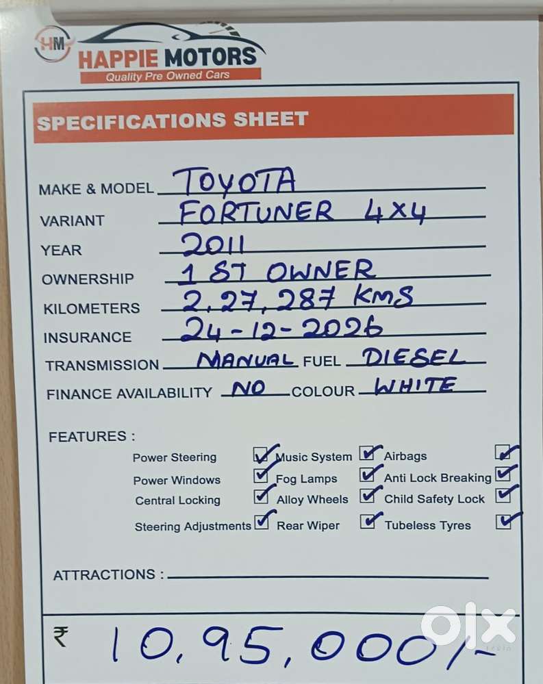 Toyota Fortuner 3.0 4x4 Manual, 2011, Diesel