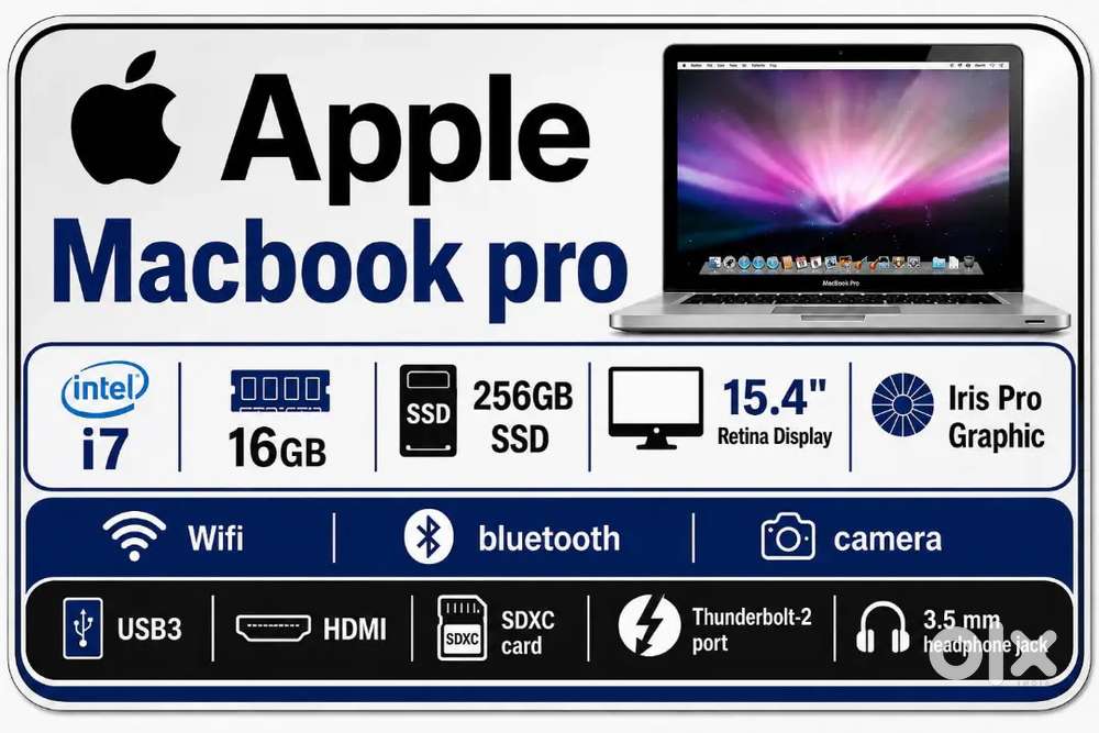 Apple macbook pro i7 /16gb/256gb SSD with charger 15.4  hp dell lenov