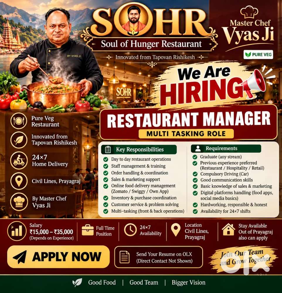 Multi tasking Job Manager In Restaurant