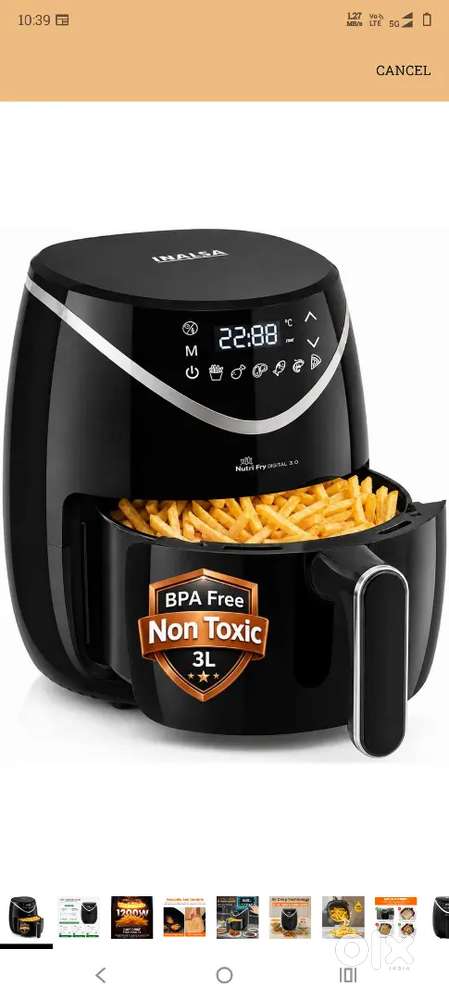 INALSA Air Fryer 3L, Non Toxic,Digital Air Fryer,Air Crisp