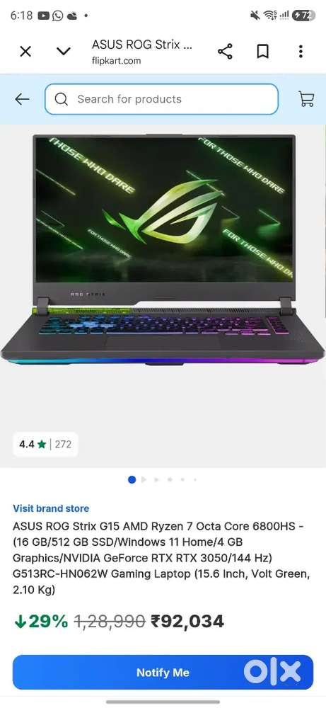 Want to sell 1year old ASUS Rog Strix G15 brand new condition