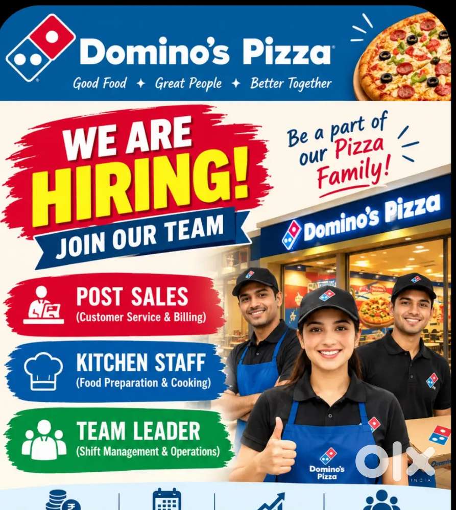 Boys, Girls की DOMINO'S TORE में काम के लिए आवश्यकता है !!