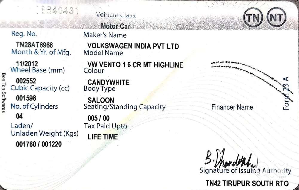 Volkswagen Vento Diesel 1.6 Highline 2012 Model