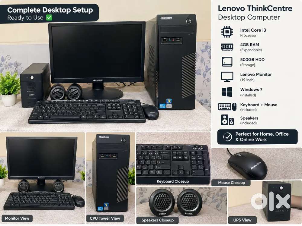 Lenovo Desktop Computer Full Set with Monitor & Accessories