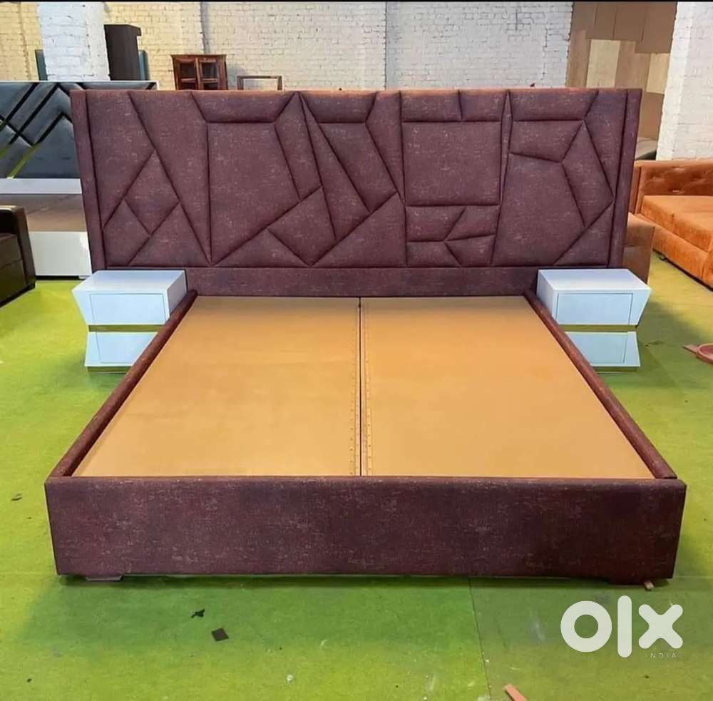 King size bed two side table hate storage full lining hydraulic palang ...