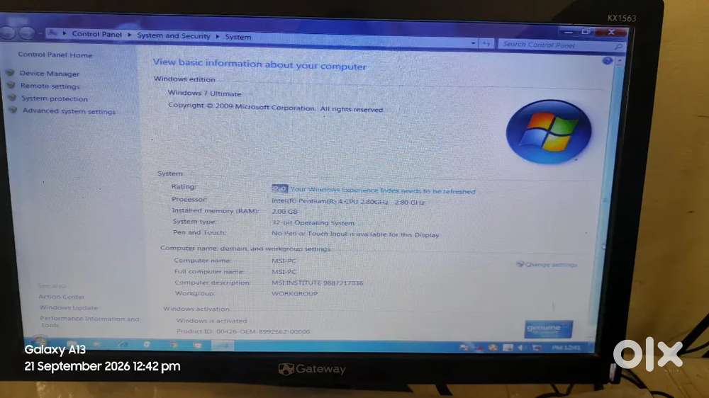 Intel monitor Gateway
