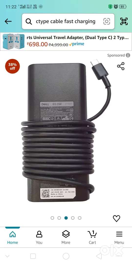 Dell C Type laptop chargers sale on low price
