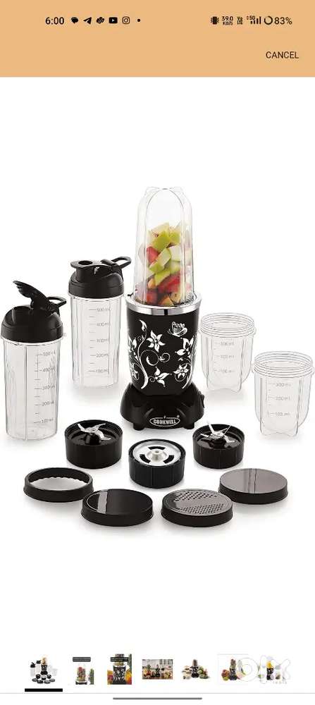Cookwell Nutri Blender (5 Jar 3 Blade, Black)
