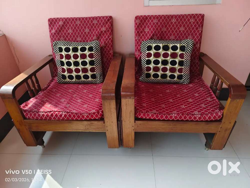 Teakwood sofa with cushion and cushion cover for sale