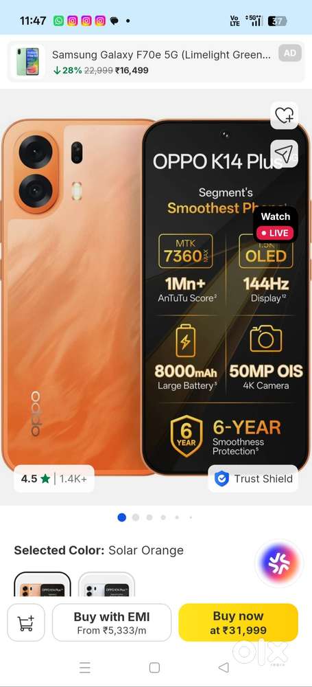 Oppo k14 plus 8gb 126 gb