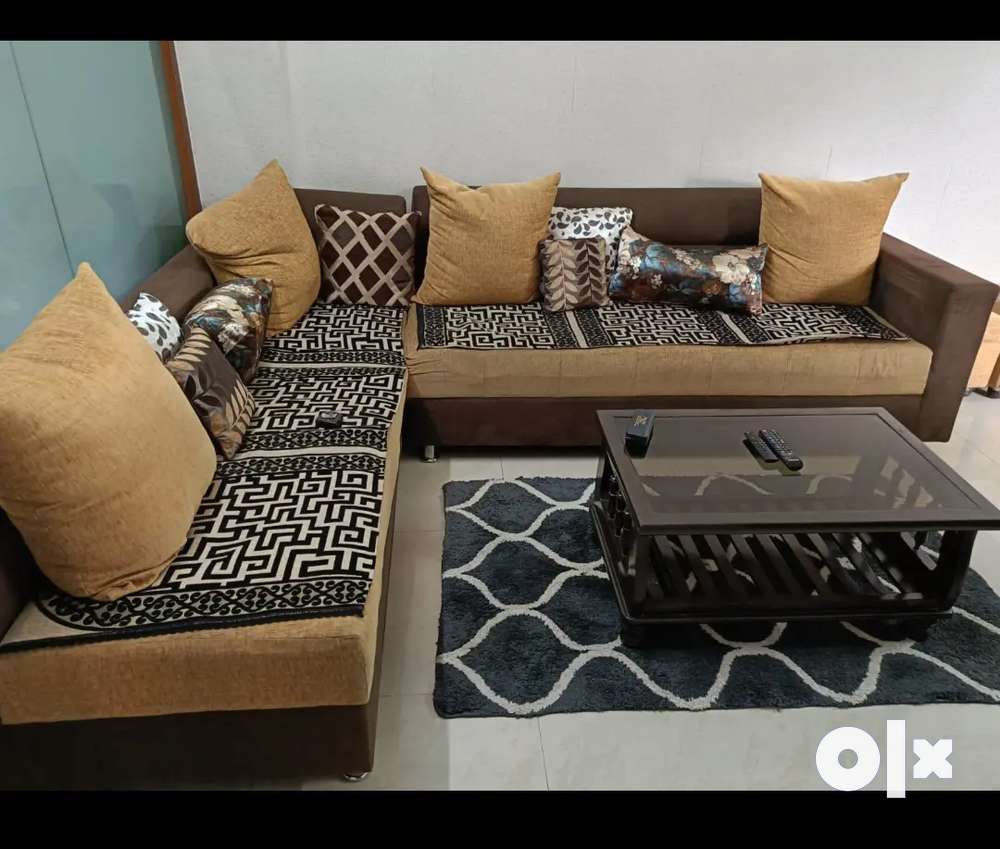 Olx l deals shape sofa set