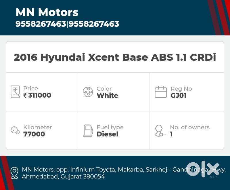 Hyundai Xcent 1.1 Crdi Base Abs, 2016, Diesel