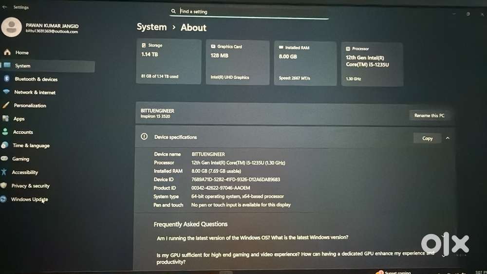 Dell inspiron 15 3520
