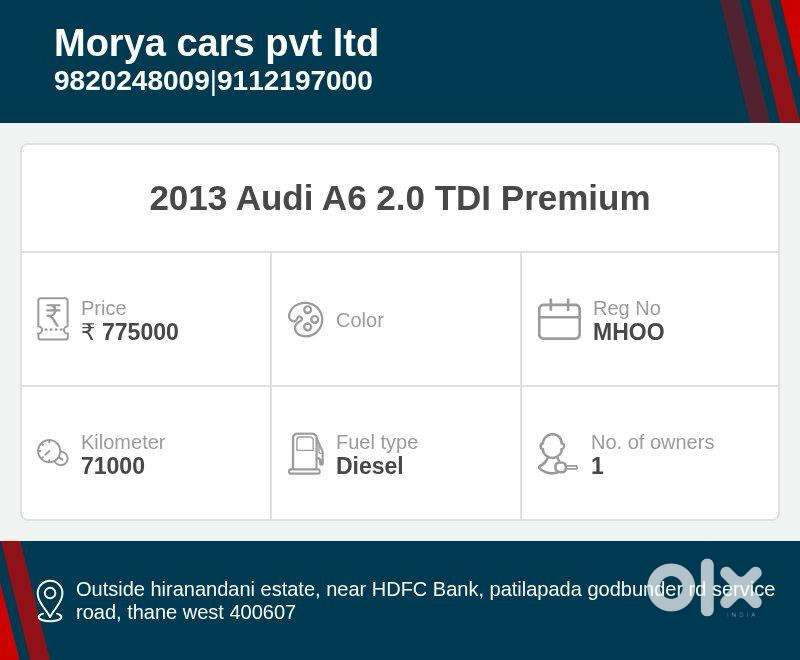 Audi A6 2.0 Tdi Premium, 2013, Diesel
