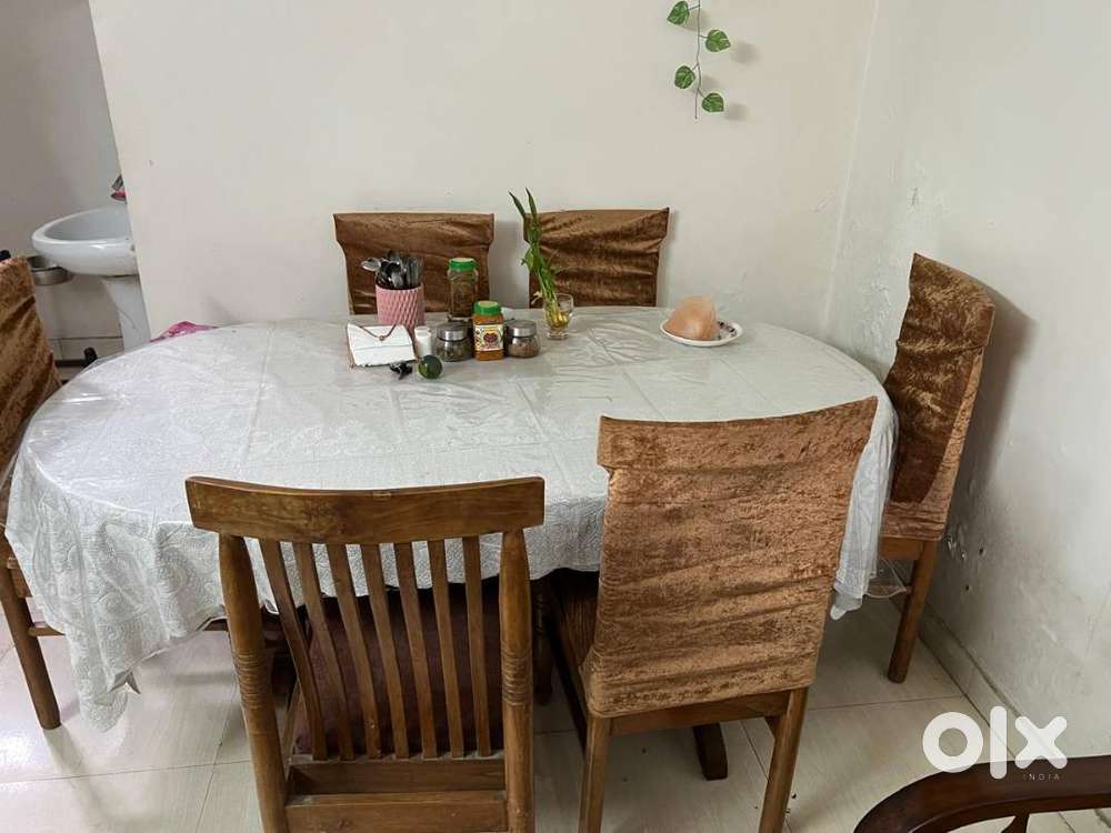 6 Chair Dining Set Oval Wooden Table &ndash; Pickup Mohali