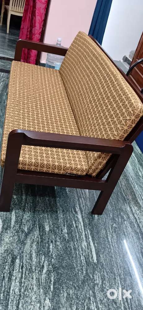 Wooden 3 seat sofa for sale with cushion