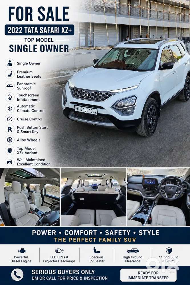 For Sale  2022 Tata Safari Xz+ (top Model)  Single Owner