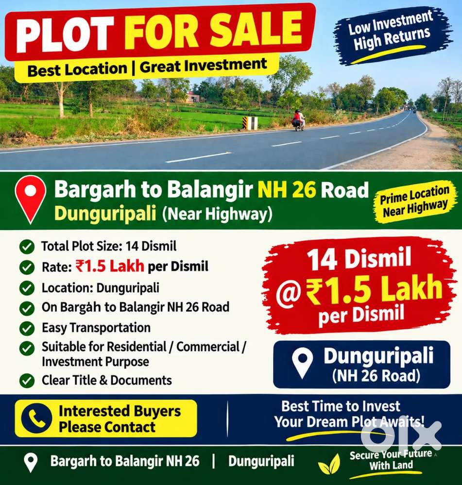 14 Dismil Plot for Sale Near NH-26, Dunguripali