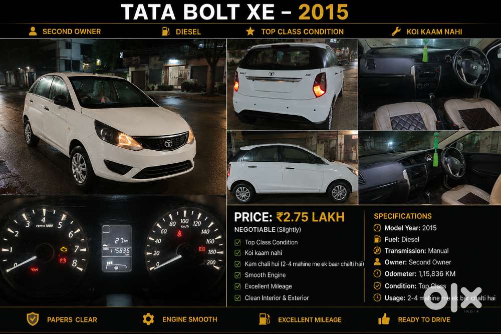 Tata Bolt 2015 Diesel Well Maintained Government Employees Ke Pass Ki