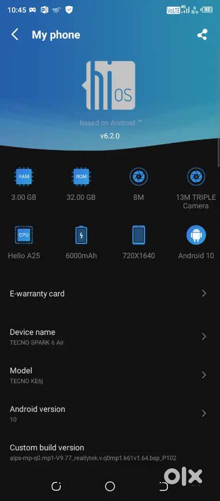 Tecno spark 6 air 3/32