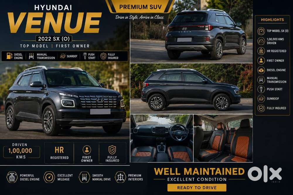 Hyundai Venue Sx (o) Mt 1.5 Diesel Dual Tone, 2022, Diesel