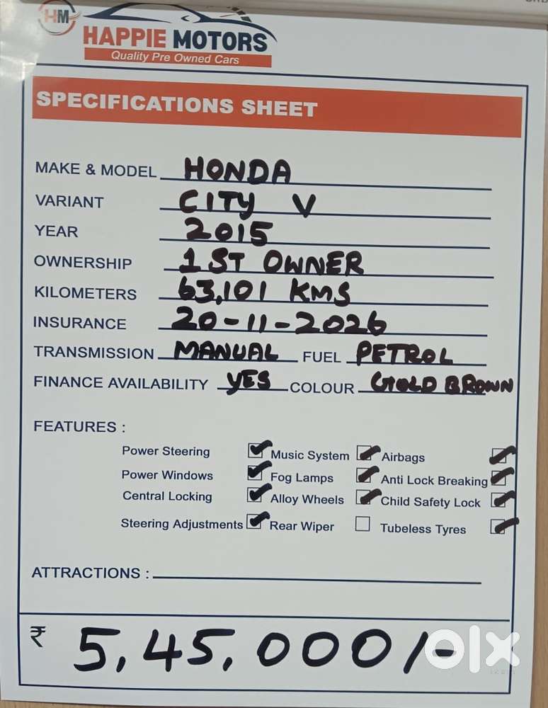 Honda City 2014-2015 V Mt, 2015, Petrol