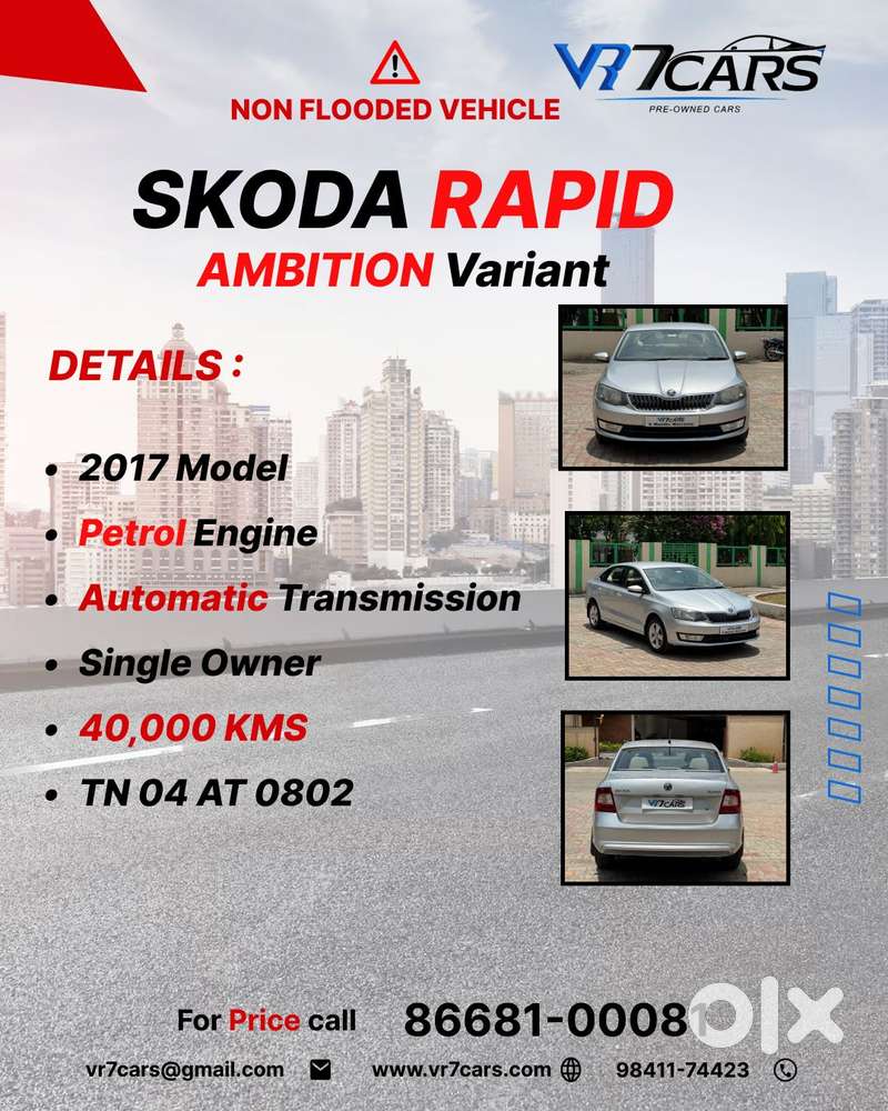 Skoda Rapid Ambition 1.6 Mpi Manual Plus Alloy, 2017, Petrol