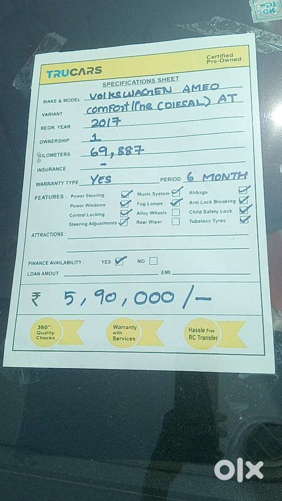 Volkswagen Ameo 1.5 Tdi Comfortline At, 2017, Diesel