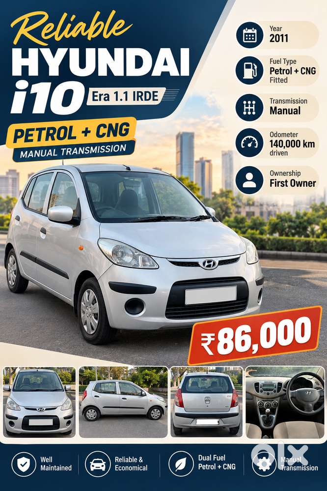 Hyundai I10 Era 2011 Year Car+ Cng Fitted