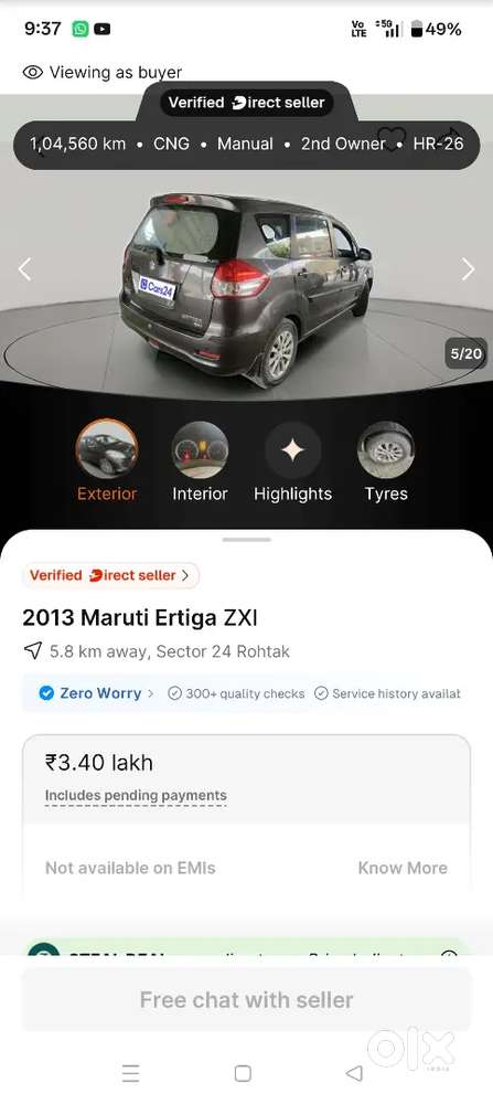 Maruti Suzuki Ertiga 2013 Petrol 106000 Km Driven