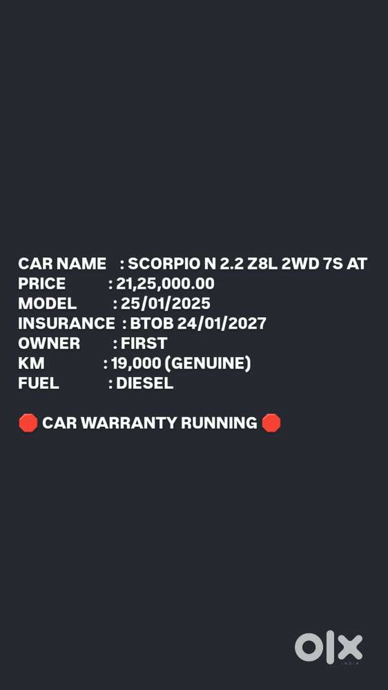 Mahindra Scorpio N Z8 L Diesel At 2wd 7 Str, 2025, Diesel