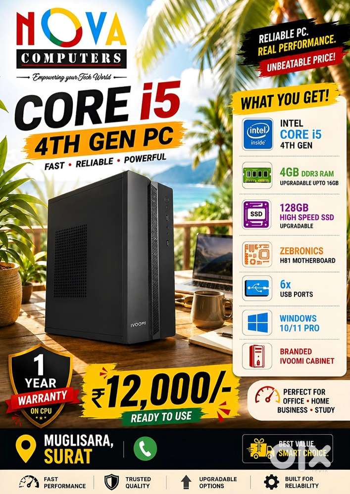 NEW CORE i5 4TH GEN CPU 128 GB SSD 4 GB RAM PC COMPUTER 1 YEAR WARRANT