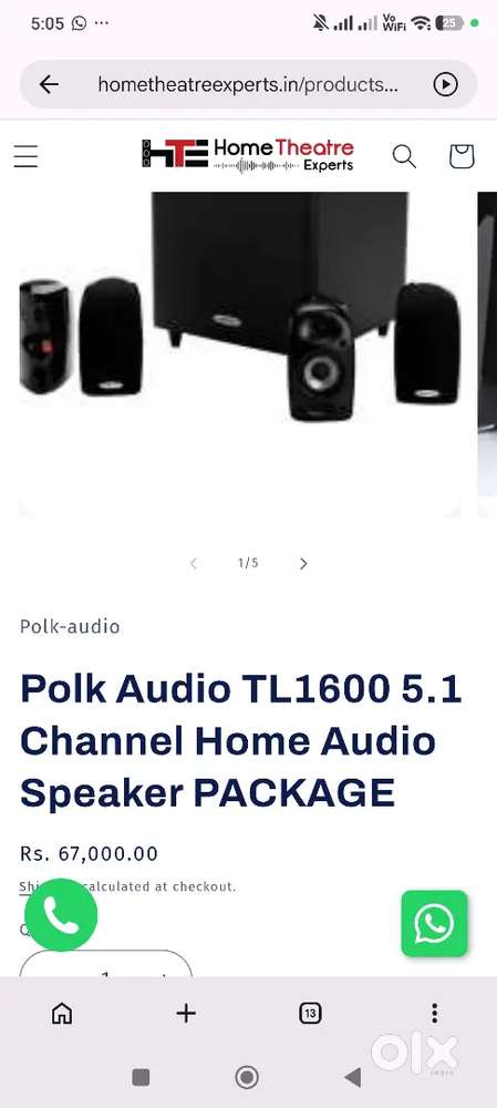 Polk Audio TL1600 5.1 Home Theater Speaker System with Powered Subwoof