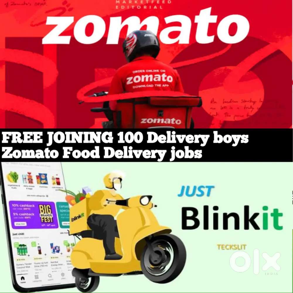 FREE JOINING 100 Delivery boys Food Delivery jobs
