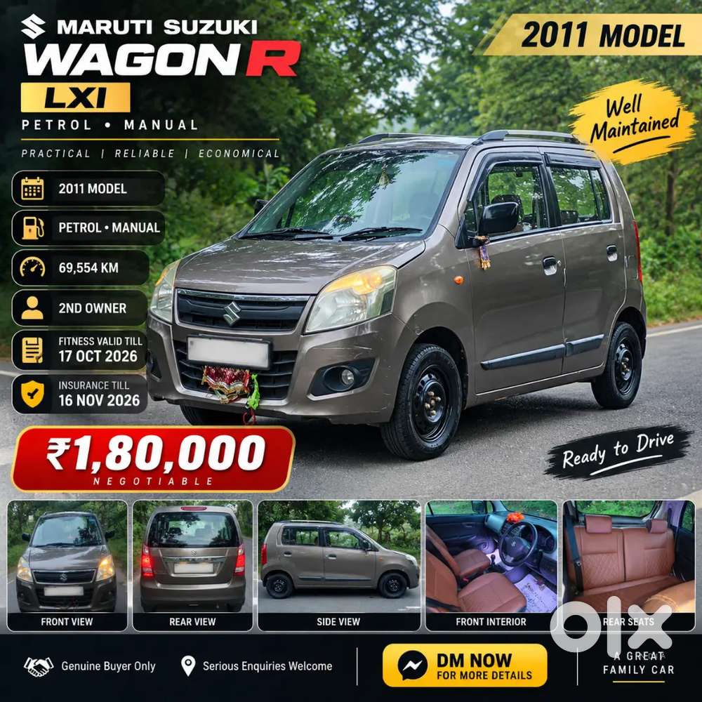 Maruti Suzuki Wagon R Lxi Petrol  2011 Model  69,554 Km
