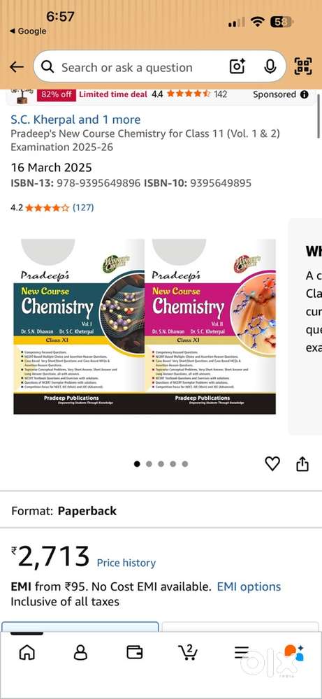 Pradeeps chemistry reference book both parts for cheap brand new cond