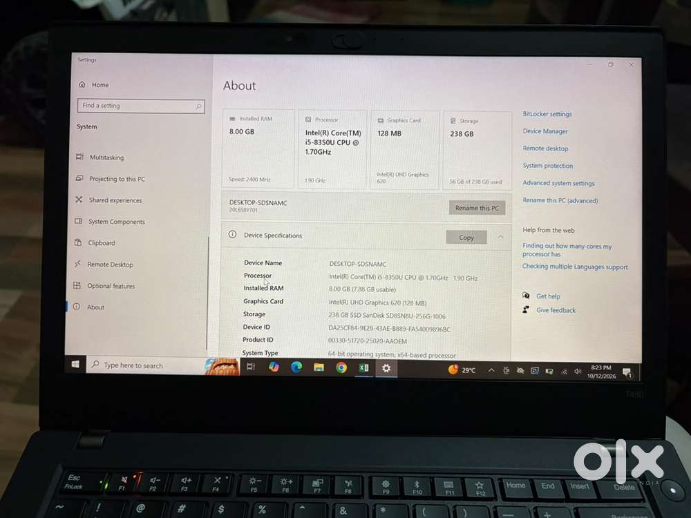Thinkpad core i5 8th genertion