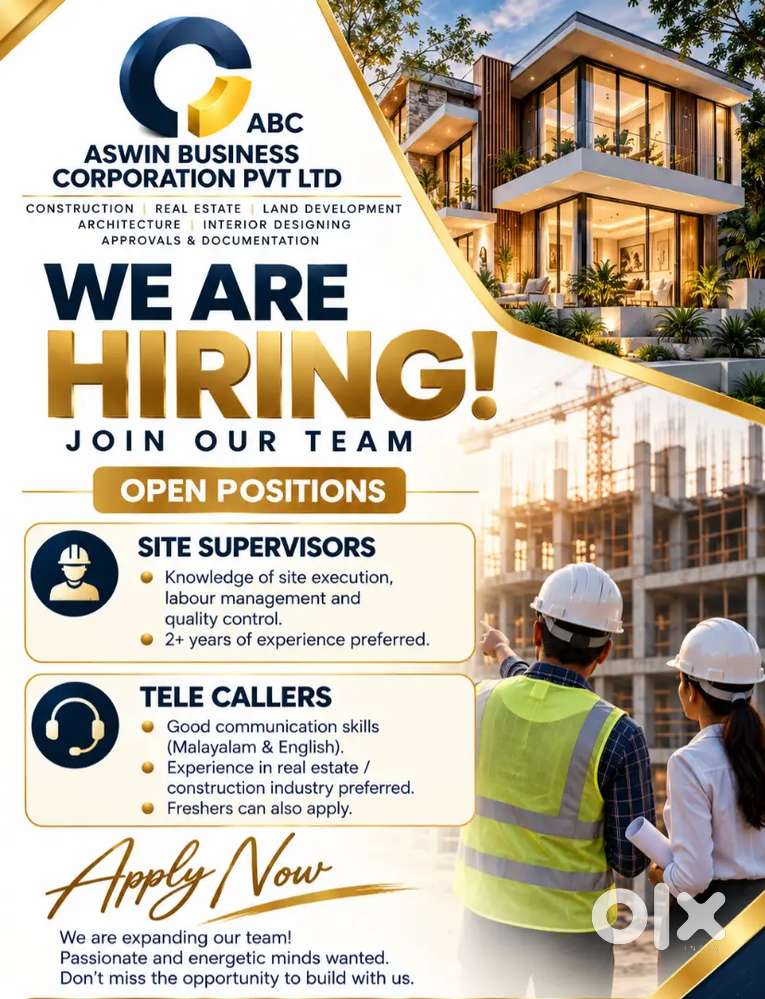 Hiring Construction Site Supervisors / Civil Engineers