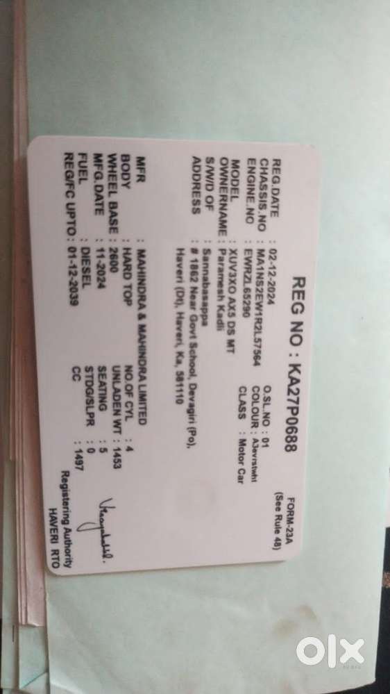 Mahindra Xuv 3xo Ax5 Ds Mt, 2024, Diesel