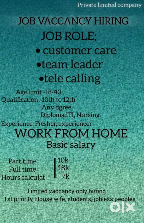 Work From Home Job – Customer Care / Telecalling / Team Leader