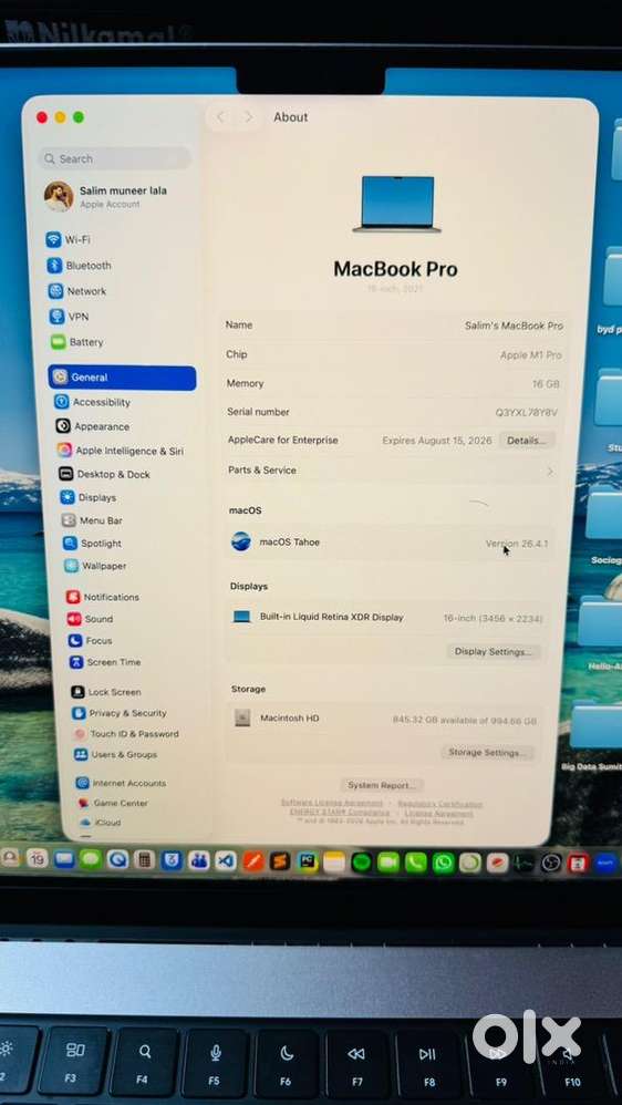 Apple Macbook M1 Pro 16inch 16g 1tb