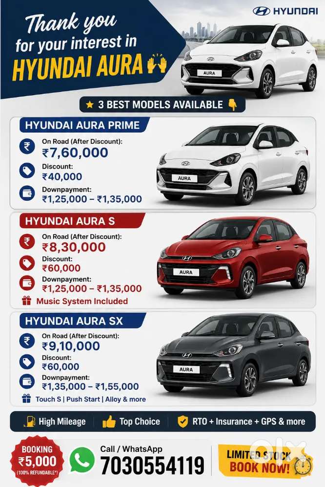 Hyundai Aura S Cng Brand New T Permit Available