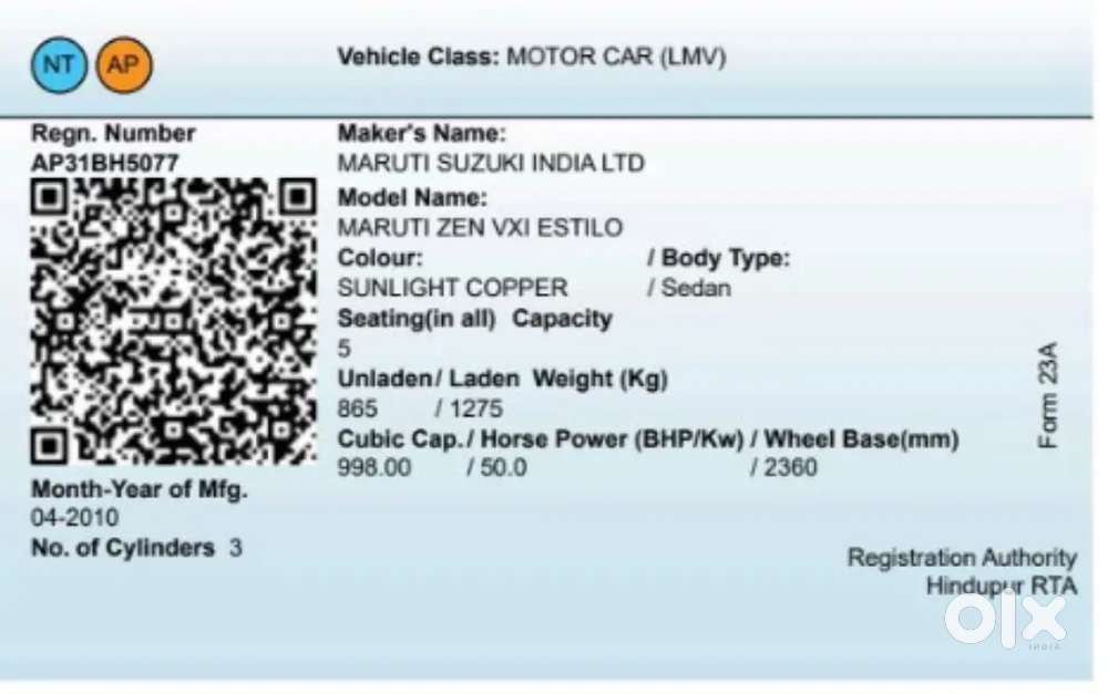 Maruthi Zen 16 Estilo
Good Conditioned Car.