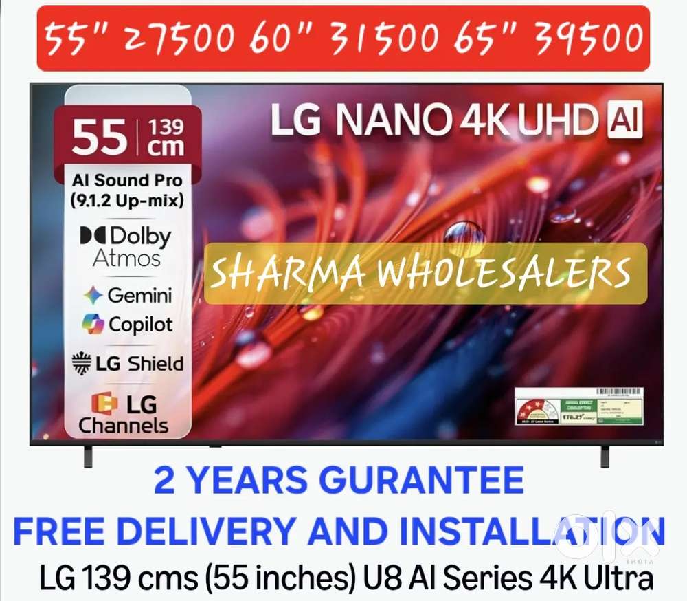 50 55 60 65 75 inche LG webos ultra smart 4k led tv free home DELIVERY