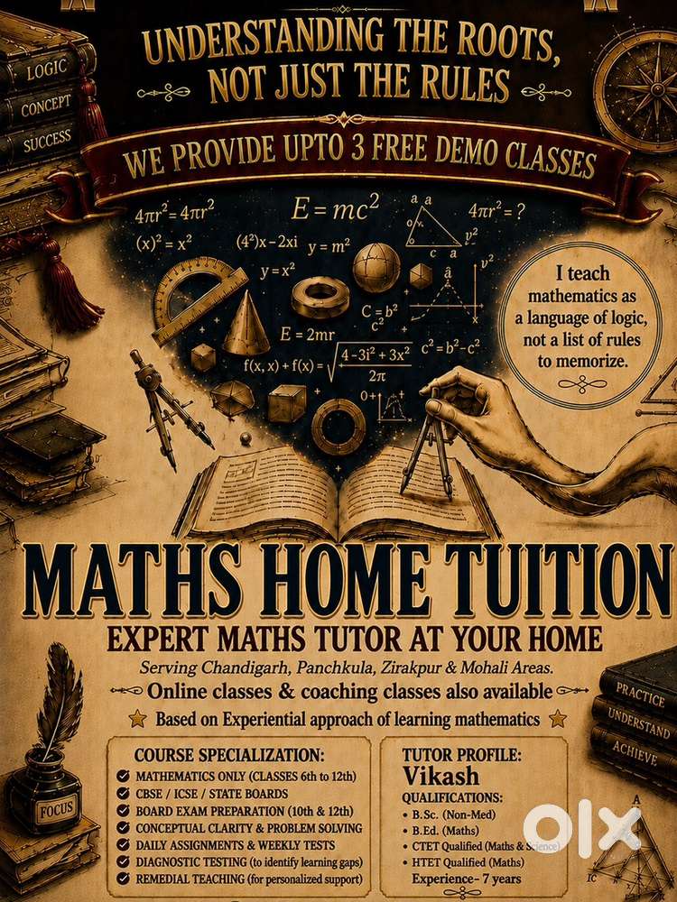 MATHS HOME TUITION (upto 3 free demo classes)
