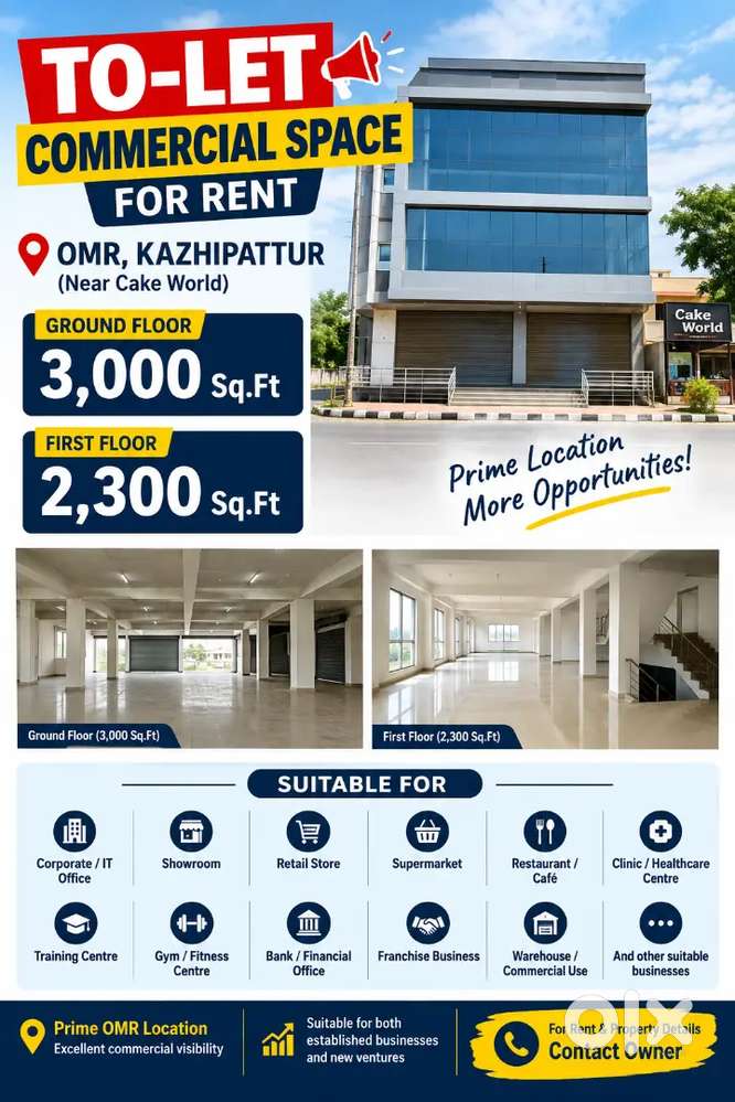 PREMIUM COMMERCIAL SPACE FOR RENT &ndash; OMR, KAZHIPATTUR